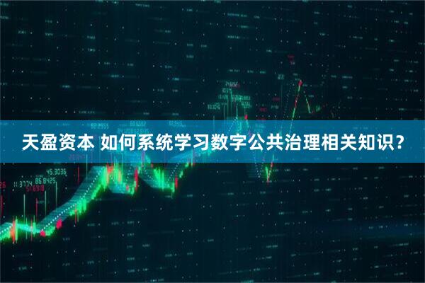 天盈资本 如何系统学习数字公共治理相关知识？