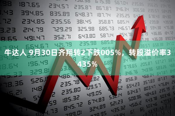 牛达人 9月30日齐翔转2下跌005%，转股溢价率3435%